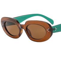 Fashion Unisex Sun Glasses Anti-UV Spectacles Oval Eyeglasses Simplity Rice Nails Ornamental Overszie Frame Sunglasses as picture ruda