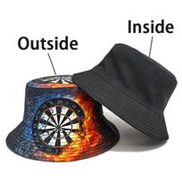 Dart Board Printing Bucket Hat Bow And Arrow Pattern FisherUnisex Hats Double Sides Reversible Panama Cap Caps For Unisex And Women About 56-58cm