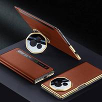 For Honor Magic V3 VS3 Metal Lens All-Inclusive Stand Foldable Smart Plating Frame Anti-Drop and Anti-Fingerprint Leather Case For Magic V3