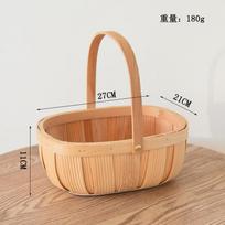 Hand-woven eggs and fruit baskets, send girlfriends to confinement, insert flower baskets, portable picnic baskets, vegetable storage wholesale Wood chip oval hand basket small size 27cm