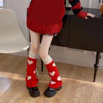 Kawaii Heart Knitted Leg Warmers Spider Y2k Bow Leg Socks Ballet Style JK Knee High Girls Stockings Student One Size