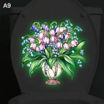 Glow-in-the-Dark Flower Luminous Toilet Decal Removable Self-Adhesive Home Decor Stickers for Bedroom Living Room