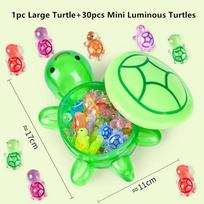 New 1PC Night Glow Large Turtle+Mini Luminous Turtles Figurines Resin Craft Glowing Turtle Storage Ornament Landscape Desktop