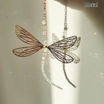 '1PC Creative Metal Epoxy Resin Wing Dragonfly Crystal Suncatcher Garden Wind Chimes Butterfly Home Decor Window Car Ornaments