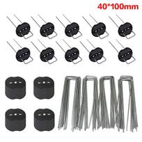 U-type Garden Staples With Pads Metal Fence Tubing Stakes Galvanized Landscape Spikes For Holding Lawns Barrier Ground Nails