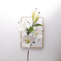 5 Head Artificial Flower Branch Real Touch Plastic Simulation Lilium Brownii Flower Elegant 97cm Fake Flowers