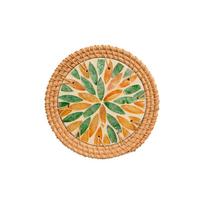 Decorative Handwoven Rattan Weaving Coaster Round Natural Teapot Mats Woven Texture Tea Cup Mats Home Decor (as the picture,S)