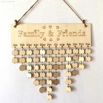 Family and Friends Special Days Reminder Board Calendar Wooden Birthday Tracker Wall Hanging Plaque Board Home Hanging Decor 1pc