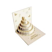 Folding 3D Birthday Card Handmade Postcard Pop-Up Greeting Card with Envelope Surprise Birthday Cake Card Party Supplies