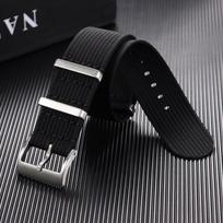 20mm 22mm Ribbed Nylon Watch Strap for Omega for Seiko Military Woven Nylon Watchband Black Green Men's Outdoor Sports Wristband 20mm juoda