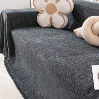 Herringbone Texture Chenille Couch Cover Solid Color With Tassel Edge Sofa Cover Skin-friendly Prevent Wrinkles Sofa Towel