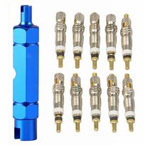 10pcs Aluminum  Bicycle Tire Valve Core + Removal Tool for MTB Road Bike
