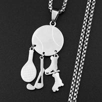 Tennis Golf Ice Skate Roller Skate Pendant Necklace For Women Men Stainless Steel Silver Color Drop Chain Sports Jewelry Gifts