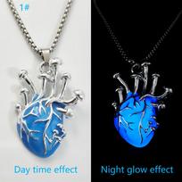 Women Luminous Heart Locket Necklace, Hollow Glow in Dark Pendant, Silver Chain, Trendy Fashion Jewelry, Birthday Holiday Gift