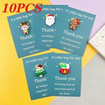 10pcs Mini Hug Cards with Resin Decorations Christmas Birthday Valentine Greeting Thank You Cards Bulk Gifts for Friends Family