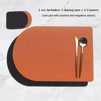 Round Faux Leather Placemats Non-Slip Reversible Placemats Table Mat Placemats Coaster Set for Restaurant Hotel Home Decor (Orange,1PCS) oranžinė