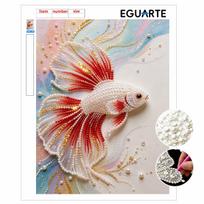 DIY Pearl Art Betta Fish Painting Kit 5D Crystal Rhinestone Embroidery for Bedroom Living Room Wall Decoration Handmade Craft 30x40cm