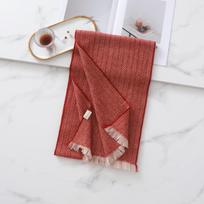 Women's 100% Pure Cashmere Herringbone Scarf – Autumn/Winter, Warm, Lightly Shrink-resistant with Tassels plytų raudona spalva