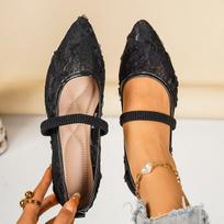 Women's Net Ballet Flats Fashion Sweet Pointed Head Mary Jane Shoes for Women 36