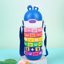 Children'S Math Toy Stainless Steel Water Bottle Cute Thermo Stainless Steel Water Bottle With Strap And Straw 1Pc