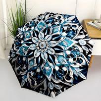 Blue&White Floral Mandala Wall Art DecorUmbrella with Cute Design,Portable 3-Fold Compact Umbrella for Men&Women,Valentine's Day Mother's Da