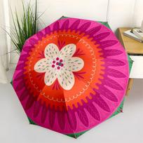 Colorful Floral Mandala Plate-Vibrant Decorative ChargerUmbrella with Cute Design,Portable 3-Fold Compact Umbrella for Men&Women,Valentine's