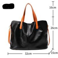 Leather Women's Bag Fashion Color Contrast Head Layer Cowhide Large Bag Single Shoulder Crossbody Bag Women
