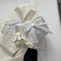 Lovely Bow Handbags for Girls Ladies Fashi Pleated Shoulder Bags for Women Simple Design Female Underarm Bag Casual Tote Purse balta