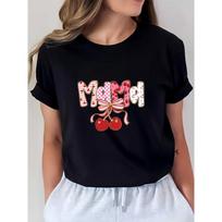 Vibrant Cherry Print  Mom  Tee  Soft Fabric - Perfect Gift for Mother'S Day Family Outing And Work Team Building Events S juoda