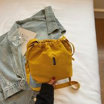 Lady Crossbody Bag, Rope-fastened Canvas Bag, New Fashiable Distinctive Design Crossbody Bag, Bulging Bucket-shaped Bag geltona