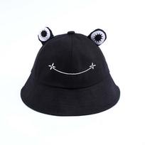 Dust proof Cute Frog Women Sun Protective Embroidery Bucket cap Fisherman's hat Visors Hat Sun Hat