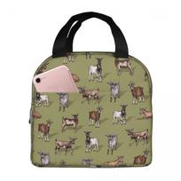 Tiny Goats On Green - Goat Herd Pattern Insulated Lunch Bag for Kids School Cooler Thermal Food Box Tote Lunch Boxes Container One Size
