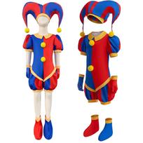 [MEYOIJK] Halloween Costume for Kids - Cute Clown Costume, AnimeCircus Style, Birthday PartyEvent Costume, 4-Piece Set, Unisex (Clown, 130CM)