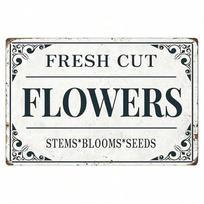 Planetjuice Sophies Garden Floral Metal Wall Art Rustic Farmhouse Home Decor Vintage Sign (as the picture,20x30)