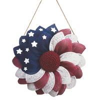 Decorative Burlap Flower Wreath with Star Pattern for Indoor Outdoor Wall Door Hanging Home Garden S