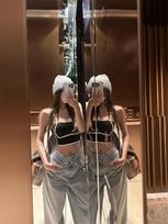 American Spice Girl Sexy Retro Contrast Lines Suspender Vest Women Hollow Skinny Sports Pilates Yoga Beauty Back S