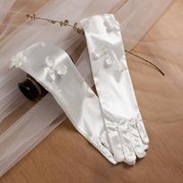 Vintage Satin Long Gloves White Long Finger Mittens Temperament Wedding Bridal Gloves  Lady Style4