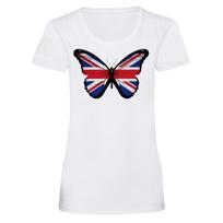 Union Jack Butterfly British Culture Womens Tee UK Flag M