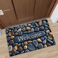 Welcome on Pebbles  Non-Slip Floor Mat - Indoor and Outdoor Absorbent Foot Mat Suitable for Home Decoration,Durable and Stylish 40x60cm