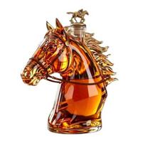 Yousheng Horse Head Whiskey Decanter, Funny Glass Liquor Bottle, 350ml Whiskey Wine Spirits Decanter, Novelty Bar Decor Gift for Men Dad Horse Lovers C
