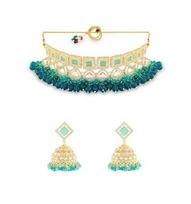 Turquoise Mint & Teal Green Cluster Beads Drop Dazzling Austrian Diamonds Choker Necklace & Earring Set For Women Onesize