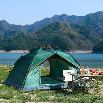 Portable Double-Layer Tent: Mosquito-Proof & Sun-Shield for Camping, Beach, or Picnic 1-2 People Tent (200*150*120cm) tamsiai žalia spalva