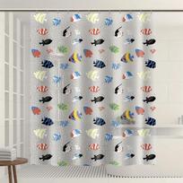 Tropical fish shower curtain, made of PEVA, colorful ocean pattern - transparent bathroom decor with durable metal grommets (as the picture,180×200cm)