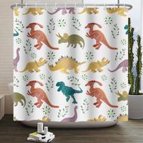 Funny Dinosaur Shower Curtain for Bathroom Cute Animal Cool Dinosaur Children Bathroom Curtain Waterproof Bath Curtain Decor (as the picture,W90xH180cm)