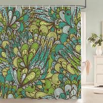 Colorful Beautiful Flowers Shower Curta With 12 Hooks Floral Printed Fabric Shower Curtain Waterproof Polyester Bath Screen (as the picture,W90xH180cm)