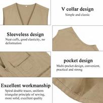 with 6 Pockets Cargo Vest Zip Up Outdoor Vest Durable Fishing Vest  Outdoor XL