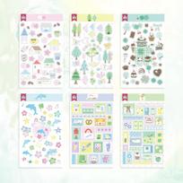 6pcs Salt Style Glitter Stickers 3D Foam Sticker for Scrapbooking Summer Breeze Stationery Stickers Decals Journal