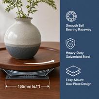 2pcs 6 Inch Lazy Susan Turntable Metal Construction Square Rotating Tray  Storage Racks