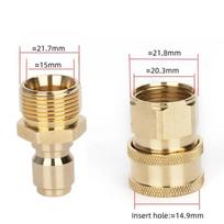 M22 Brass Quick Connect Adapter Kit, 14/15mm High Pressure Washer Hose Connector for Car Wash Machine & Gun Pipe