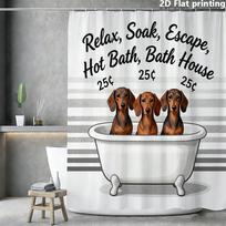 Whimsical Dachshund Bathtub Shower Curtain 1pc Polyester 2D Flat Print 70.8x70.8 Inch Playful Illustration Bathroom Decor (as the picture,90x180cm35x71in)